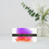 ルクセ抽象芸術ウォーターカラーインクブロッツコーラルバイオレット 名刺 (スタンド正面)