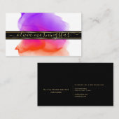 ルクセ抽象芸術ウォーターカラーインクブロッツコーラルバイオレット 名刺 (正面/裏面)