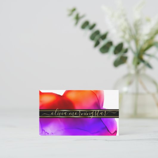 ルクセ抽象芸術ウォーターカラーインクブロッツコー鮮やかラル2 名刺 (スタンド正面)