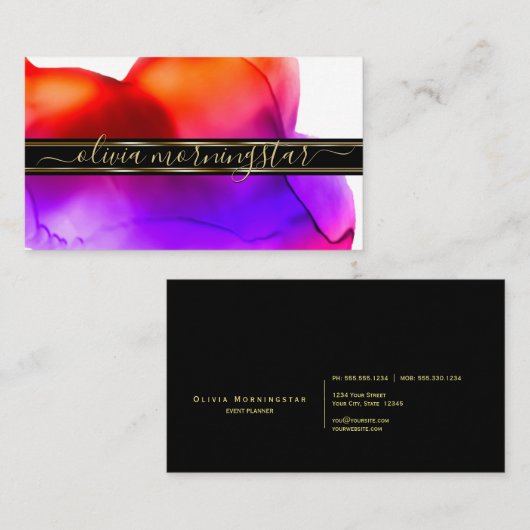 ルクセ抽象芸術ウォーターカラーインクブロッツコー鮮やかラル2 名刺 (正面/裏面)