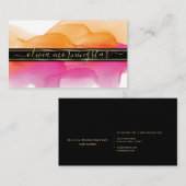 ルクセ抽象芸術ウォーターカラーインクブロッツサンゴ明るい赤紫色 名刺 (正面/裏面)