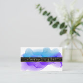 ルクセ抽象芸術水彩インクブロツインディゴコバルト 名刺 (スタンド正面)