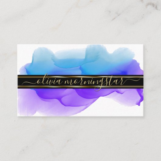 ルクセ抽象芸術水彩インクブロツインディゴコバルト 名刺 (正面)