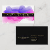ルクセ抽象芸術水彩インクブロツインディゴ明るい赤紫色 名刺 (正面/裏面)