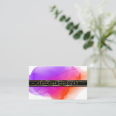 ルクセ抽象芸術水彩色インクブロッツインディゴサンゴ 名刺 (スタンド正面)