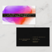 ルクセ抽象芸術水彩色インクブロッツインディゴサンゴ 名刺 (正面/裏面)