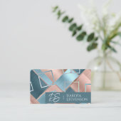 ルクセ抽象芸術 |赤面バラ金ゴールドとティール(緑がかった色)モノグラム 名刺 (スタンド正面)