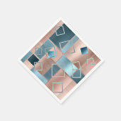 ルクセ抽象芸術 |赤面バラ金ゴールドとティール(緑がかった色)幾何学的 スタンダードカクテルナプキン (角)