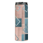 ルクセ抽象芸術 |赤面バラ金ゴールドとティール(緑がかった色)幾何学的 タンブラー (裏面)