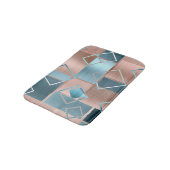 ルクセ抽象芸術 |赤面バラ金ゴールドとティール(緑がかった色)幾何学的 バスマット (アングル)