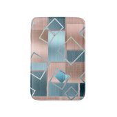 ルクセ抽象芸術 |赤面バラ金ゴールドとティール(緑がかった色)幾何学的 バスマット (正面縦)