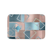 ルクセ抽象芸術 |赤面バラ金ゴールドとティール(緑がかった色)幾何学的 バスマット (正面)