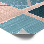 ルクセ抽象芸術 |赤面バラ金ゴールドとティール(緑がかった色)幾何学的 ポスター (角)