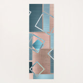 ルクセ抽象芸術 |赤面バラ金ゴールドとティール(緑がかった色)幾何学的 ヨガマット (裏面)