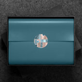 ルクセ抽象芸術 |赤面バラ金ゴールドとティール（緑がかった色）幾何学的 ラウンドシール