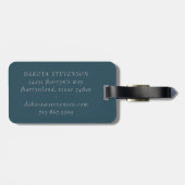 ルクセ抽象芸術 |赤面バラ金ゴールドとティール(緑がかった色)幾何学的 ラゲッジタグ (裏面横)