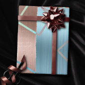 ルクセ抽象芸術 |赤面バラ金ゴールドとティール(緑がかった色)幾何学的 ラッピングペーパー