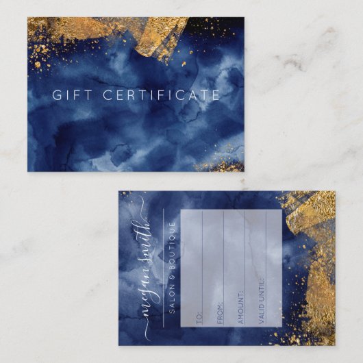 ルクセ海軍金ゴールド水色ギフト券カード 名刺 (正面/裏面)