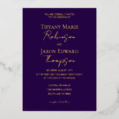 ルクセ王室のパープルと金ゴールドエレガンス結婚ズ 箔招待状 (正面)