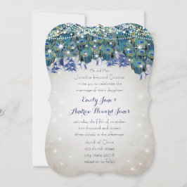 ルクセ素朴メイソンジャール海軍ターコイズ孔雀 招待状