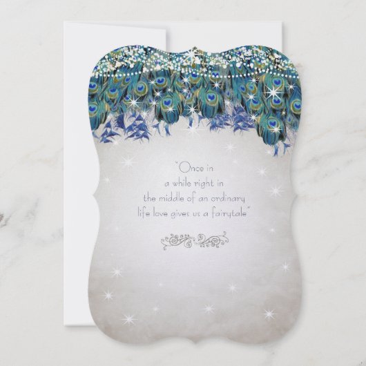 ルクセ素朴メイソンジャール海軍ターコイズ孔雀 招待状 (裏面)