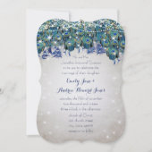 ルクセ素朴メイソンジャール海軍ターコイズ孔雀 招待状 (正面)