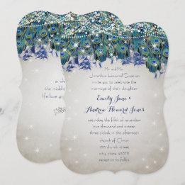 ルクセ素朴メイソンジャール海軍ターコイズ孔雀 招待状