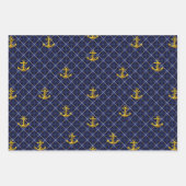ルクセ航海のネイビー金ゴールドいかり ラッピングペーパーシート (正面)