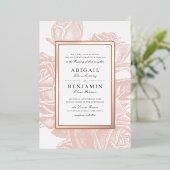 ルクセ赤面バラ金ゴールドヴィンテージ結婚植物学 箔招待状 (立ち正面)