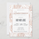 ルクセ赤面ピンクローズ金ゴールドフローラキンセアニェラ 招待状 (正面)