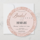 ルクセ赤面ピンクローズ金ゴールドフローラブライダルシャワー 招待状 (正面)