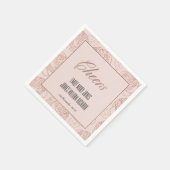 ルクセ赤面ピンクローズ金ゴールドフローラ結婚応援 スタンダードカクテルナプキン (角)