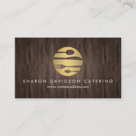 ルクセ金ゴールドと木目ケータリング、レストラン、シェフ 名刺