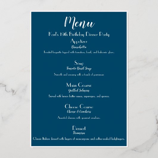 ルクセ金ゴールドカクテルパーティーメニュー 箔シーズンカード (裏面)