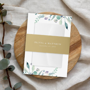 ルクセ金ゴールドミニマル結婚リストモノグラム 招待状ベリーバンド