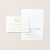 ルクセ金ゴールド結婚のモノグラムの紋章の食事の選択 箔カード (ディスプレー)