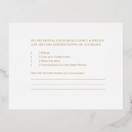 ルクセ金ゴールド結婚のモノグラムの紋章の食事の選択 箔シーズンポストカード (裏面)