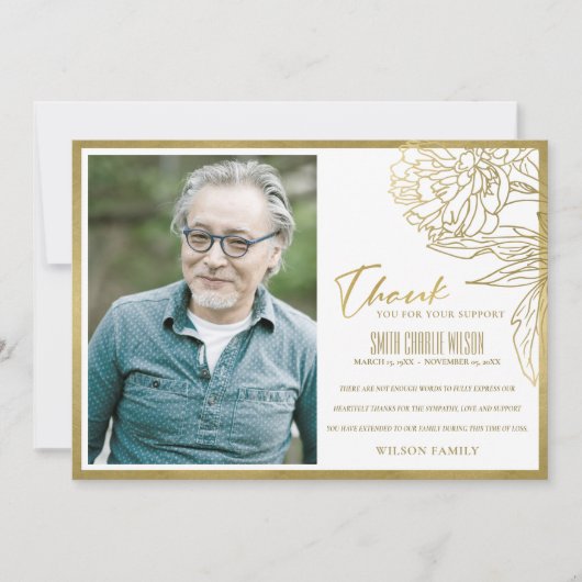 ルクセ金箔フローラ悔やみや弔慰記念写真  サンキューカード (正面)