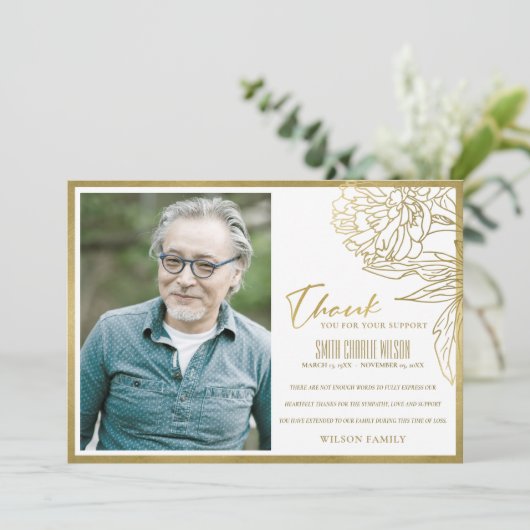 ルクセ金箔フローラ悔やみや弔慰記念写真  サンキューカード (スタンド正面)