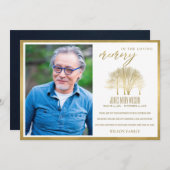 ルクセ金箔秋ツリー悔やみや弔慰記念写真T サンキューカード (正面/裏面)