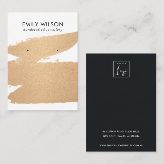 ルクセ銅箔ブラシストロークスタッドイヤリングディスプレイ 名刺 (正面/裏面)