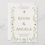 ルクセ開花:金ゴールドフローラシック結婚式招待状 招待状 (正面)