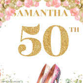 ルクセ50誕生日赤面ボホピンクヒールのバナー タペストリー