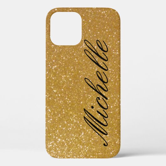 ルクパーソナライズされたセフェイク金ゴールドグリッターiPhone 12ケース Case-Mate iPhoneケース (裏面)