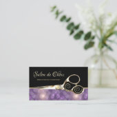 ルクースサロン紫《写真》ぼけ味金ゴールドヘアスタイリスト鋏 名刺 (スタンド正面)