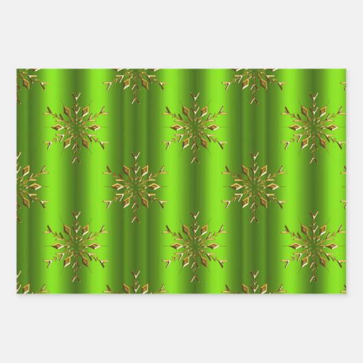 ルクース金ゴールドスノーフレークスクリスマス ラッピングペーパーシート (正面3)