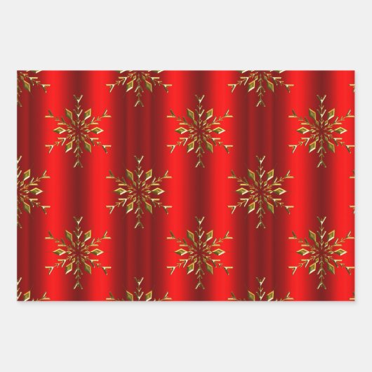 ルクース金ゴールドスノーフレークスクリスマス ラッピングペーパーシート (正面)