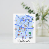 ルグボロの図解入りの、写真付きの地図 ポストカード (スタンド正面)