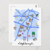 ルグボロの図解入りの、写真付きの地図 ポストカード (正面/裏面)