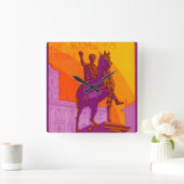 ルグランドホテルローマの彫像、イタリア、ヴィンテージトラベル スクエア壁時計 (ホーム)